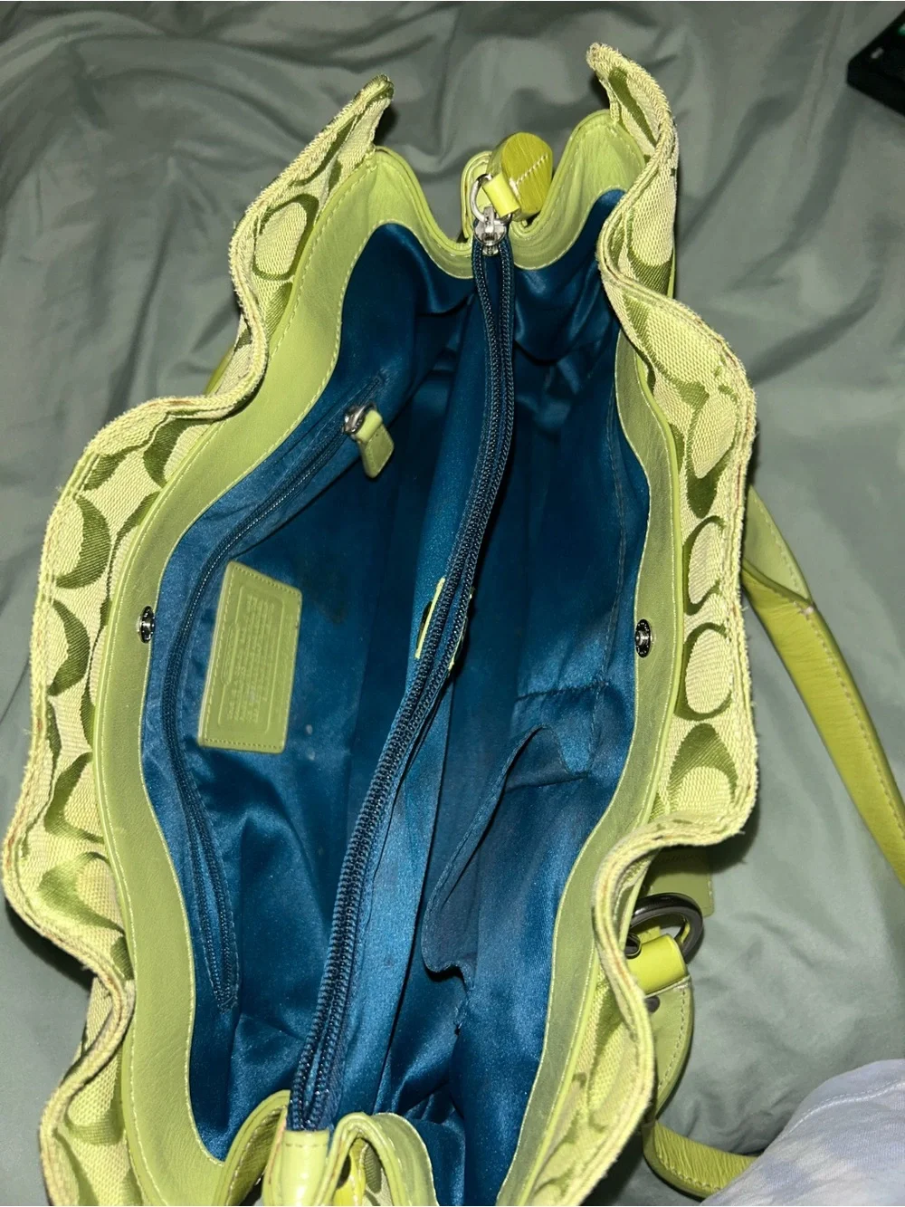 Coach Signature Canvas Shoulder Tote in Lime